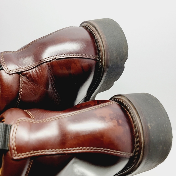 Club Room Italy Made Men Sz 11M Brown Leather Cap-Toe Lace Up Dress Ankle Boots. - Picture 8 of 13